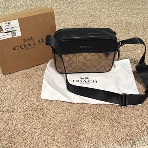 Coach Belt Bag Black and Brown with Gold Hardware